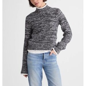 MADEWELL Marled‎ Mockneck Sweater Black/White/Grey Women Size Small Knit Cotton